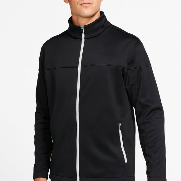 🔥NIKE GOLF Therma-FIT Men's Full-Zip Workout Jacket Black Size (L) Fleece Lined - Picture 1 of 6